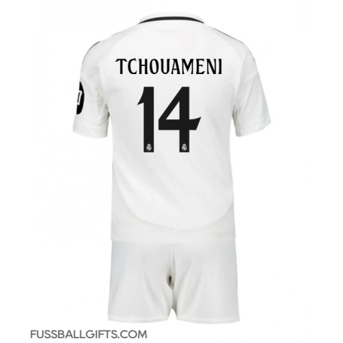 Real Madrid Aurelien Tchouameni #14 Fußballbekleidung Heimtrikot Kinder 2024-25 Kurzarm (+ kurze hosen)